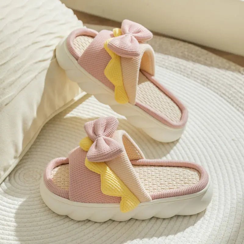 Pantoufles en lin pour femmes, pantoufles d'intérieur confortables, antidérapantes, chaussures de maison en coton, mignonnes pantoufles plates à nœud papillon, diapositives pour couples - FATAONPantoufles en lin pour femmes, pantoufles d'intérieur confortables, antidérapantes, chaussures de maison en coton, mignonnes pantoufles plates à nœud papillon, diapositives pour couplesMode FemmeFATAON