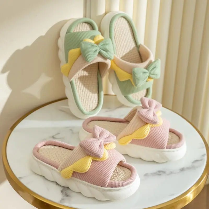 Pantoufles en lin pour femmes, pantoufles d'intérieur confortables, antidérapantes, chaussures de maison en coton, mignonnes pantoufles plates à nœud papillon, diapositives pour couples - FATAONPantoufles en lin pour femmes, pantoufles d'intérieur confortables, antidérapantes, chaussures de maison en coton, mignonnes pantoufles plates à nœud papillon, diapositives pour couplesMode FemmeFATAON