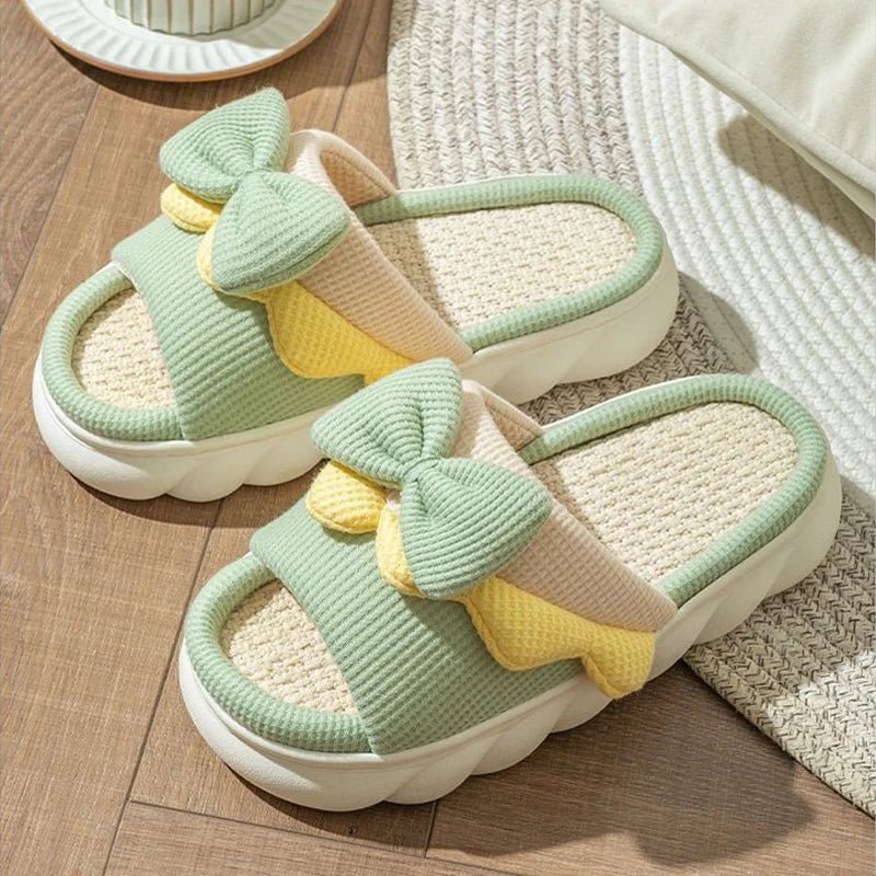 Pantoufles en lin pour femmes, pantoufles d'intérieur confortables, antidérapantes, chaussures de maison en coton, mignonnes pantoufles plates à nœud papillon, diapositives pour couples - FATAONPantoufles en lin pour femmes, pantoufles d'intérieur confortables, antidérapantes, chaussures de maison en coton, mignonnes pantoufles plates à nœud papillon, diapositives pour couplesMode FemmeFATAON