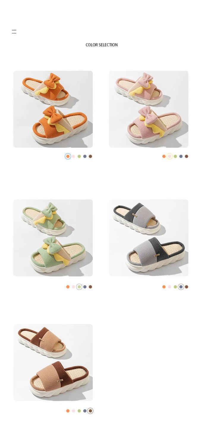 Pantoufles en lin pour femmes, pantoufles d'intérieur confortables, antidérapantes, chaussures de maison en coton, mignonnes pantoufles plates à nœud papillon, diapositives pour couples - FATAONPantoufles en lin pour femmes, pantoufles d'intérieur confortables, antidérapantes, chaussures de maison en coton, mignonnes pantoufles plates à nœud papillon, diapositives pour couplesMode FemmeFATAON