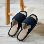 Pantoufles en lin pour hommes, chaussures de maison respirantes à bout ouvert et antidérapantes, diapositives légères et silencieuses pour toutes les saisons, pantoufles d'intérieur pour invités - FATAONPantoufles en lin pour hommes, chaussures de maison respirantes à bout ouvert et antidérapantes, diapositives légères et silencieuses pour toutes les saisons, pantoufles d'intérieur pour invitésMode FemmeFATAON