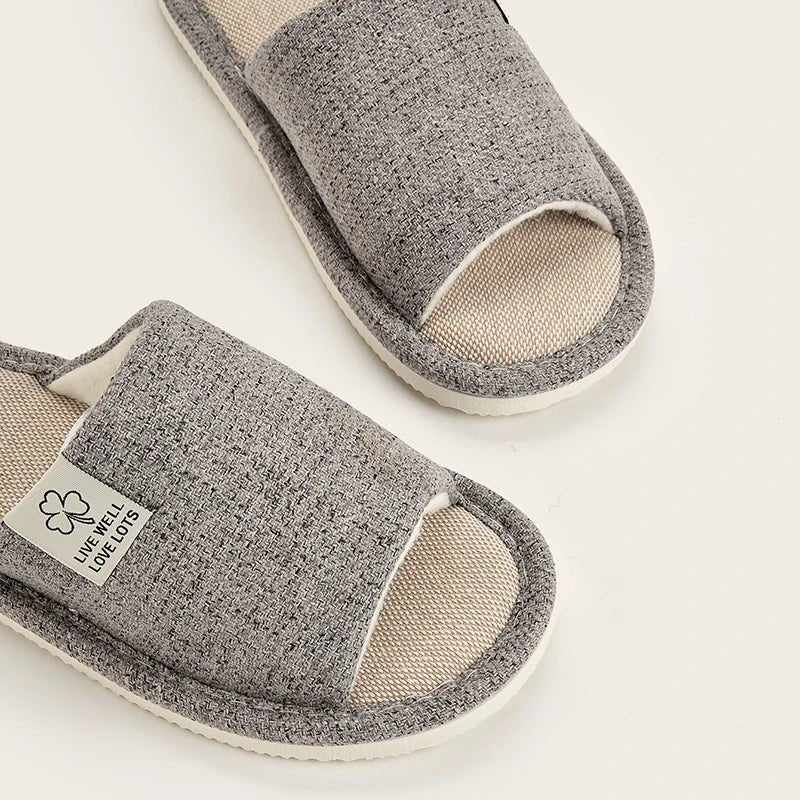Pantoufles en lin pour hommes, chaussures de maison respirantes à bout ouvert et antidérapantes, diapositives légères et silencieuses pour toutes les saisons, pantoufles d'intérieur pour invités - FATAONPantoufles en lin pour hommes, chaussures de maison respirantes à bout ouvert et antidérapantes, diapositives légères et silencieuses pour toutes les saisons, pantoufles d'intérieur pour invitésMode FemmeFATAON