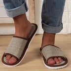 Pantoufles en lin pour hommes et femmes, pantoufles d'intérieur à fond doux et épais, antidérapantes, respirantes, en chanvre, chaussures de Style japonais - FATAONPantoufles en lin pour hommes et femmes, pantoufles d'intérieur à fond doux et épais, antidérapantes, respirantes, en chanvre, chaussures de Style japonaisMode FemmeFATAON
