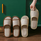 Pantoufles en lin pour hommes et femmes, pantoufles d'intérieur à fond doux et épais, antidérapantes, respirantes, en chanvre, chaussures de Style japonais - FATAONPantoufles en lin pour hommes et femmes, pantoufles d'intérieur à fond doux et épais, antidérapantes, respirantes, en chanvre, chaussures de Style japonaisMode FemmeFATAON