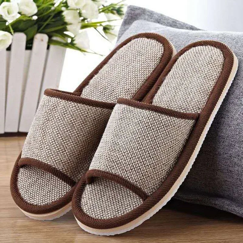 Pantoufles en lin pour hommes et femmes, pantoufles d'intérieur à fond doux et épais, antidérapantes, respirantes, en chanvre, chaussures de Style japonais - FATAONPantoufles en lin pour hommes et femmes, pantoufles d'intérieur à fond doux et épais, antidérapantes, respirantes, en chanvre, chaussures de Style japonaisMode FemmeFATAON