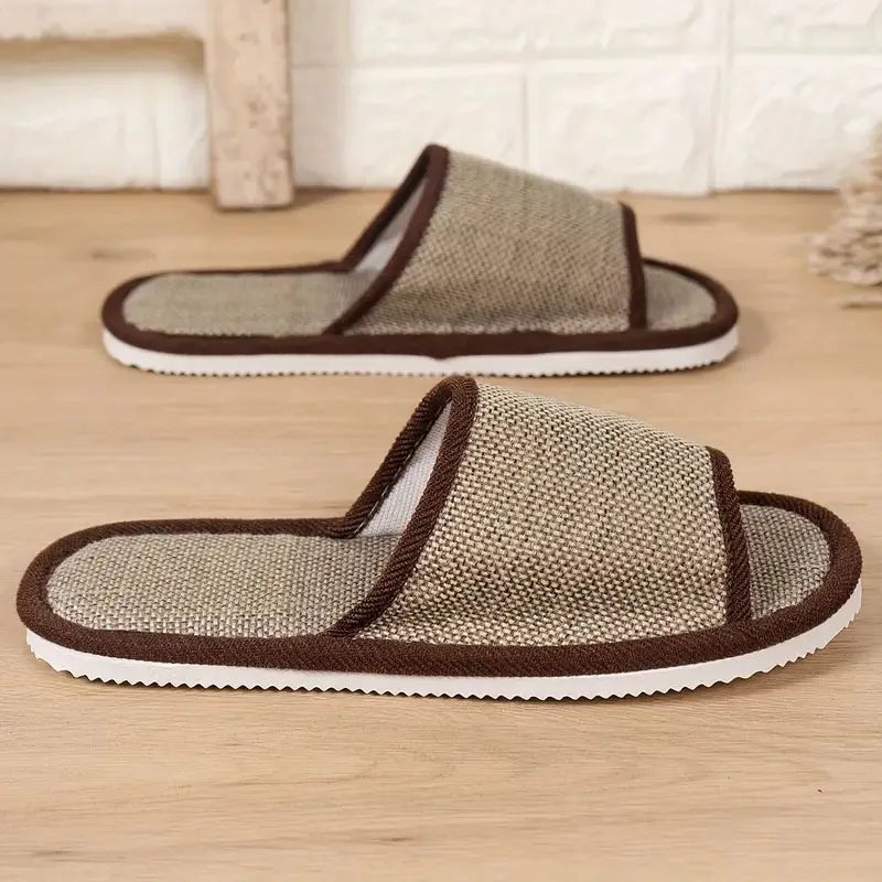 Pantoufles en lin pour hommes et femmes, pantoufles d'intérieur à fond doux et épais, antidérapantes, respirantes, en chanvre, chaussures de Style japonais - FATAONPantoufles en lin pour hommes et femmes, pantoufles d'intérieur à fond doux et épais, antidérapantes, respirantes, en chanvre, chaussures de Style japonaisMode FemmeFATAON
