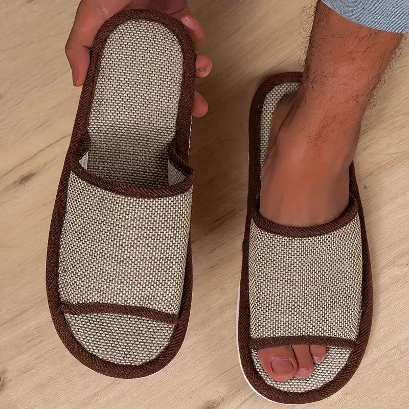 Pantoufles en lin pour hommes et femmes, pantoufles d'intérieur à fond doux et épais, antidérapantes, respirantes, en chanvre, chaussures de Style japonais - FATAONPantoufles en lin pour hommes et femmes, pantoufles d'intérieur à fond doux et épais, antidérapantes, respirantes, en chanvre, chaussures de Style japonaisMode FemmeFATAON