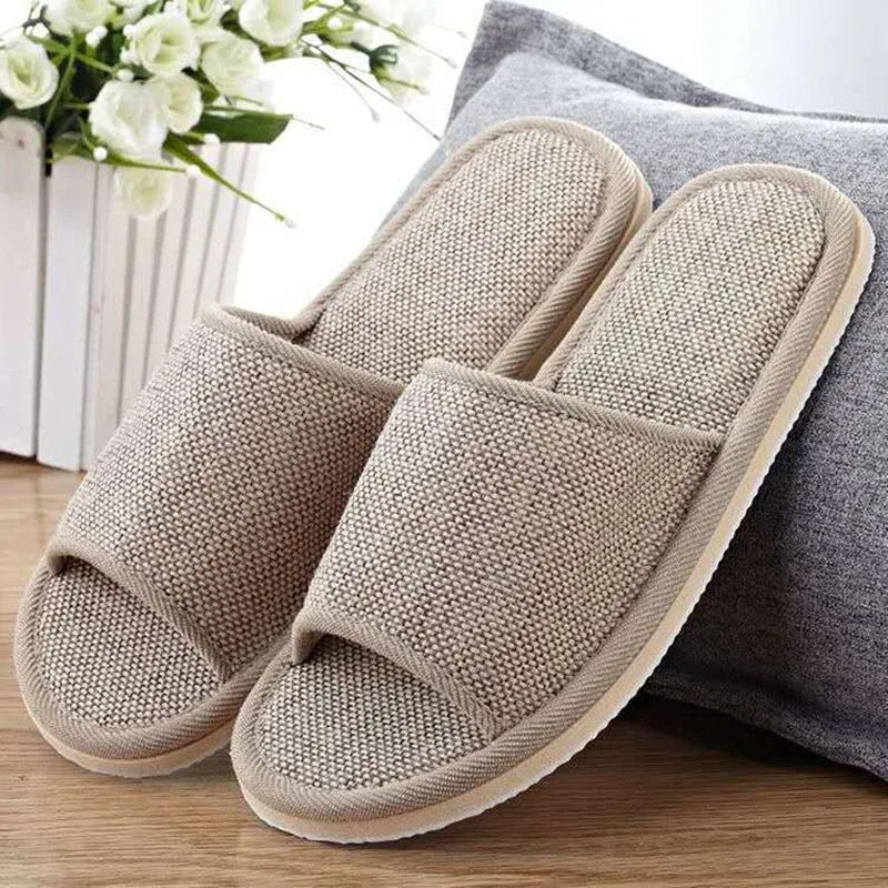 Pantoufles en lin pour hommes et femmes, pantoufles d'intérieur à fond doux et épais, antidérapantes, respirantes, en chanvre, chaussures de Style japonais - FATAONPantoufles en lin pour hommes et femmes, pantoufles d'intérieur à fond doux et épais, antidérapantes, respirantes, en chanvre, chaussures de Style japonaisMode FemmeFATAON