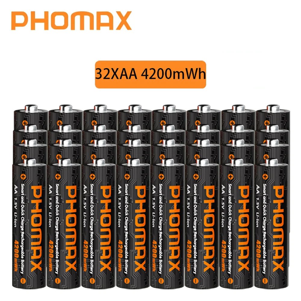 PHOMAX Nouveau chargeur rapide et batterie rechargeable, batterie au lithium 1,5 V AA 4200 mWh et AAA 1110 mWh pour télécommande, souris, porte intelligente - FATAONPHOMAX Nouveau chargeur rapide et batterie rechargeable, batterie au lithium 1,5 V AA 4200 mWh et AAA 1110 mWh pour télécommande, souris, porte intelligenteTechnologie IntelligenteFATAON