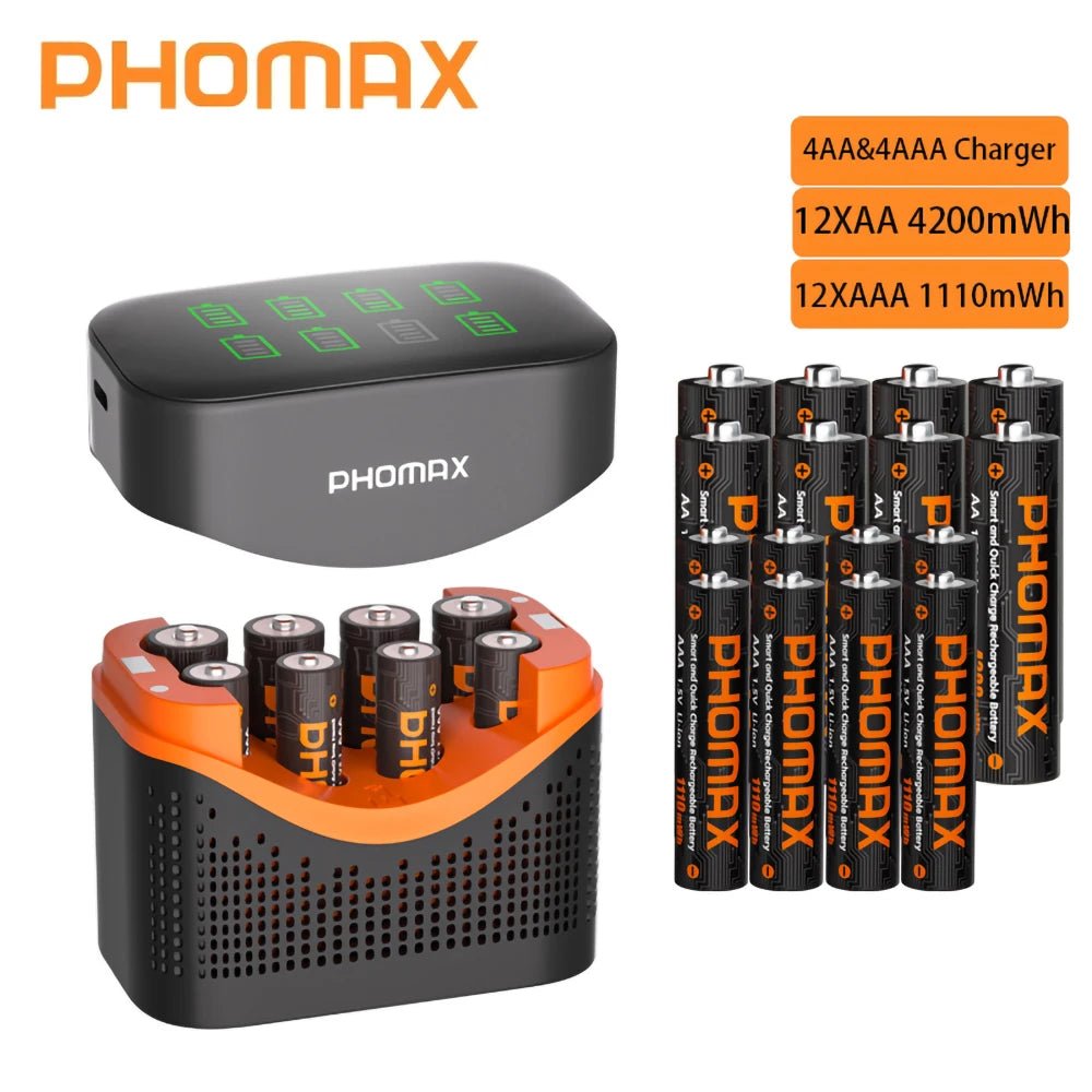 PHOMAX Nouveau chargeur rapide et batterie rechargeable, batterie au lithium 1,5 V AA 4200 mWh et AAA 1110 mWh pour télécommande, souris, porte intelligente - FATAONPHOMAX Nouveau chargeur rapide et batterie rechargeable, batterie au lithium 1,5 V AA 4200 mWh et AAA 1110 mWh pour télécommande, souris, porte intelligenteTechnologie IntelligenteFATAON