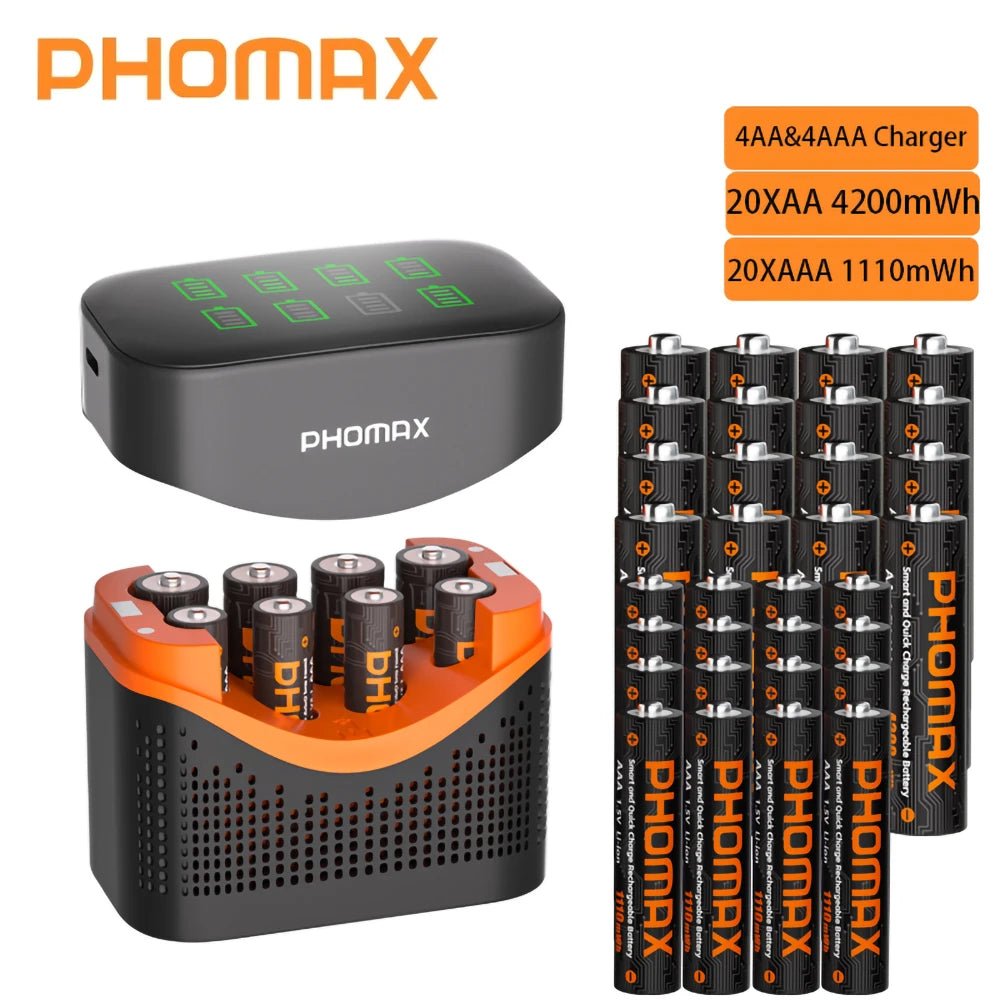 PHOMAX Nouveau chargeur rapide et batterie rechargeable, batterie au lithium 1,5 V AA 4200 mWh et AAA 1110 mWh pour télécommande, souris, porte intelligente - FATAONPHOMAX Nouveau chargeur rapide et batterie rechargeable, batterie au lithium 1,5 V AA 4200 mWh et AAA 1110 mWh pour télécommande, souris, porte intelligenteTechnologie IntelligenteFATAON