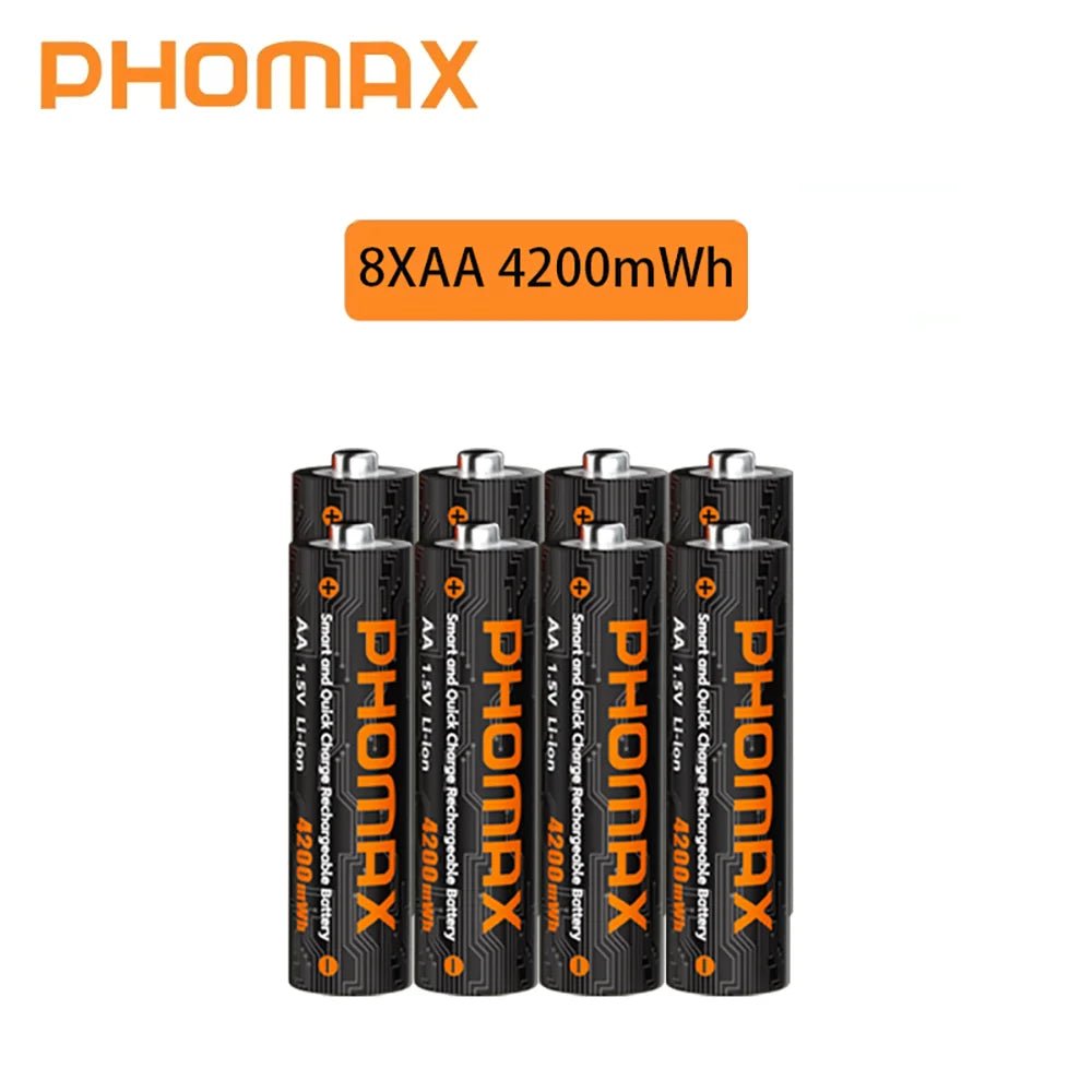 PHOMAX Nouveau chargeur rapide et batterie rechargeable, batterie au lithium 1,5 V AA 4200 mWh et AAA 1110 mWh pour télécommande, souris, porte intelligente - FATAONPHOMAX Nouveau chargeur rapide et batterie rechargeable, batterie au lithium 1,5 V AA 4200 mWh et AAA 1110 mWh pour télécommande, souris, porte intelligenteTechnologie IntelligenteFATAON