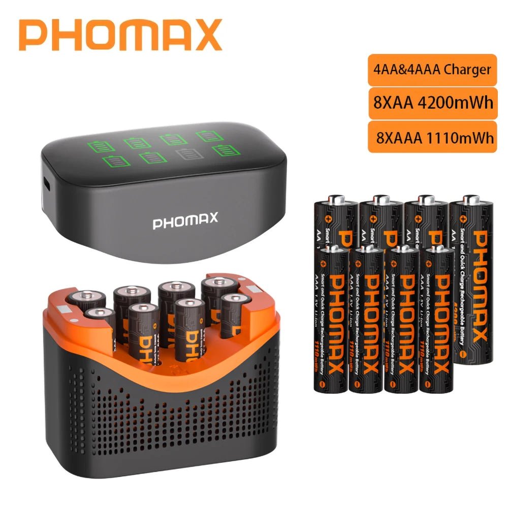 PHOMAX Nouveau chargeur rapide et batterie rechargeable, batterie au lithium 1,5 V AA 4200 mWh et AAA 1110 mWh pour télécommande, souris, porte intelligente - FATAONPHOMAX Nouveau chargeur rapide et batterie rechargeable, batterie au lithium 1,5 V AA 4200 mWh et AAA 1110 mWh pour télécommande, souris, porte intelligenteTechnologie IntelligenteFATAON
