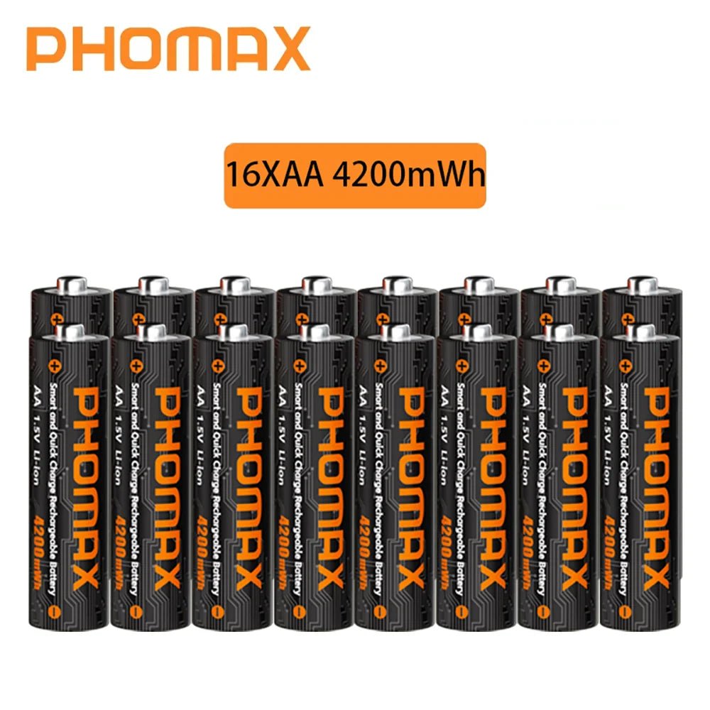 PHOMAX Nouveau chargeur rapide et batterie rechargeable, batterie au lithium 1,5 V AA 4200 mWh et AAA 1110 mWh pour télécommande, souris, porte intelligente - FATAONPHOMAX Nouveau chargeur rapide et batterie rechargeable, batterie au lithium 1,5 V AA 4200 mWh et AAA 1110 mWh pour télécommande, souris, porte intelligenteTechnologie IntelligenteFATAON