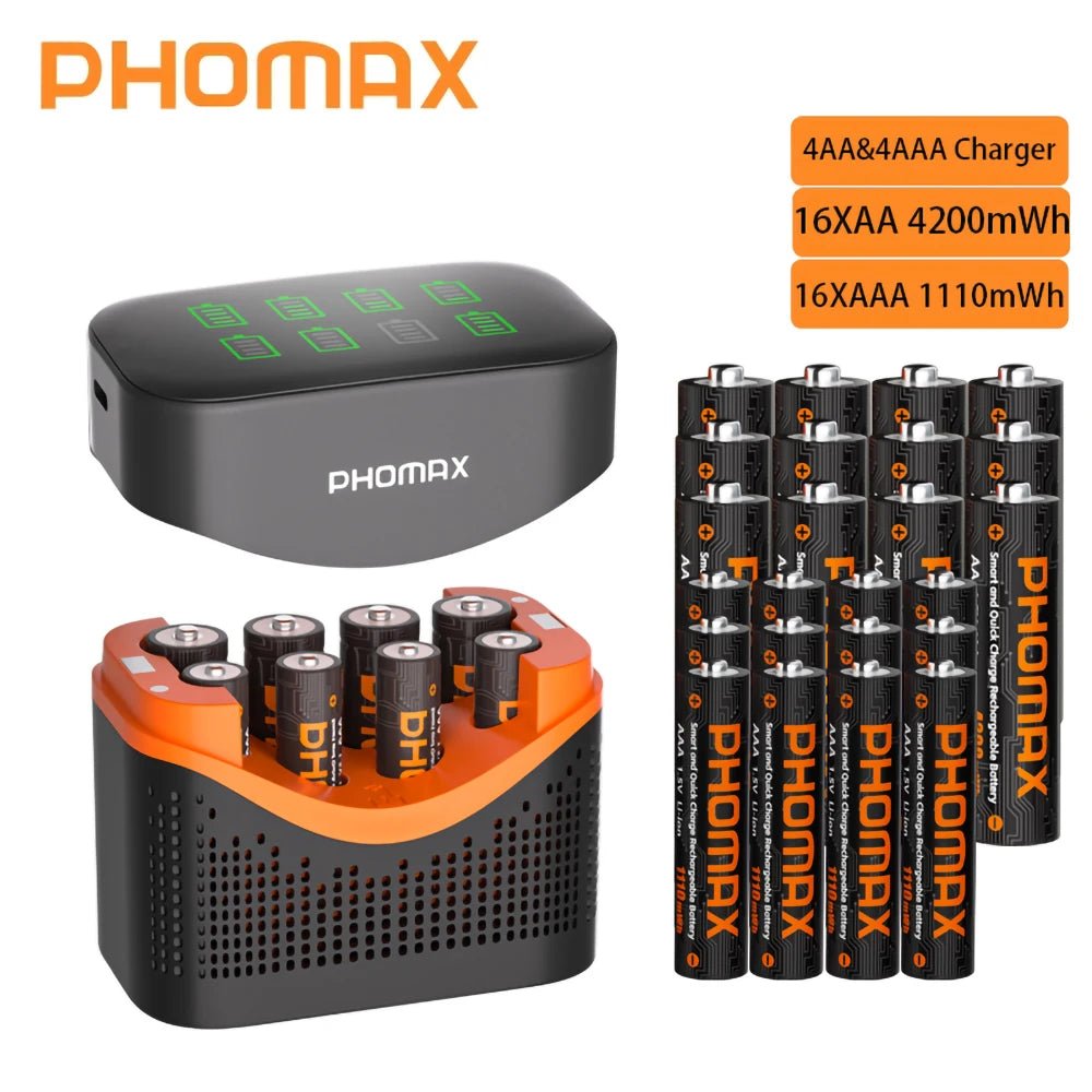 PHOMAX Nouveau chargeur rapide et batterie rechargeable, batterie au lithium 1,5 V AA 4200 mWh et AAA 1110 mWh pour télécommande, souris, porte intelligente - FATAONPHOMAX Nouveau chargeur rapide et batterie rechargeable, batterie au lithium 1,5 V AA 4200 mWh et AAA 1110 mWh pour télécommande, souris, porte intelligenteTechnologie IntelligenteFATAON