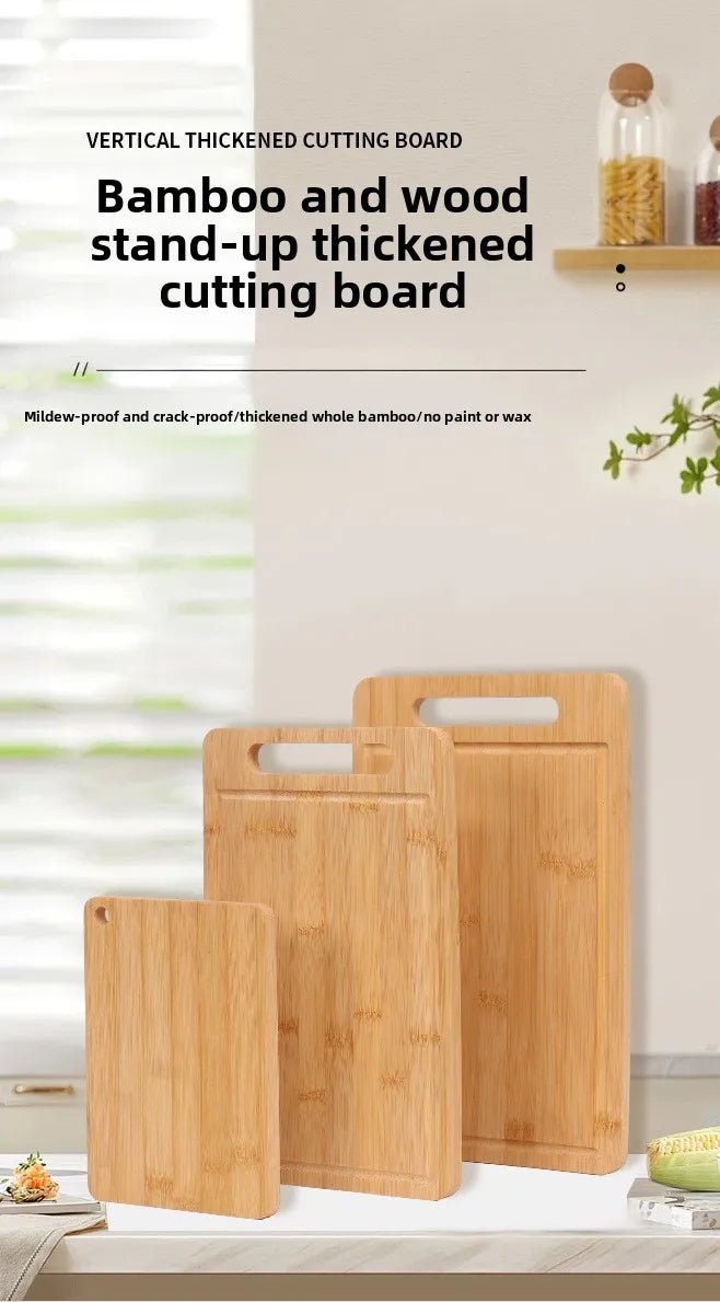 Planche à découper en bambou double face – Planche à découper de cuisine anti-moisissure en bambou naturel Moso avec support vertical - FATAONPlanche à découper en bambou double face – Planche à découper de cuisine anti-moisissure en bambou naturel Moso avec support verticalSolutions MaisonFATAON
