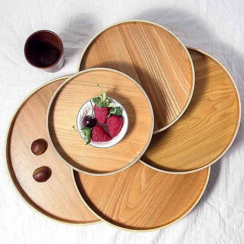 Plateau rond de Style japonais, assiette de service alimentaire, assiette de collation en bois, bol à thé, thé naturel, plats de serveur de nourriture, plateau de boisson WF - FATAONPlateau rond de Style japonais, assiette de service alimentaire, assiette de collation en bois, bol à thé, thé naturel, plats de serveur de nourriture, plateau de boisson WFSolutions MaisonFATAON