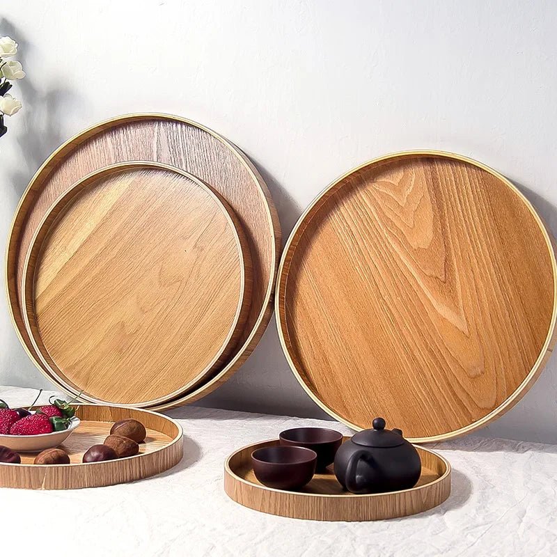 Plateau rond de Style japonais, assiette de service alimentaire, assiette de collation en bois, bol à thé, thé naturel, plats de serveur de nourriture, plateau de boisson WF - FATAONPlateau rond de Style japonais, assiette de service alimentaire, assiette de collation en bois, bol à thé, thé naturel, plats de serveur de nourriture, plateau de boisson WFSolutions MaisonFATAON