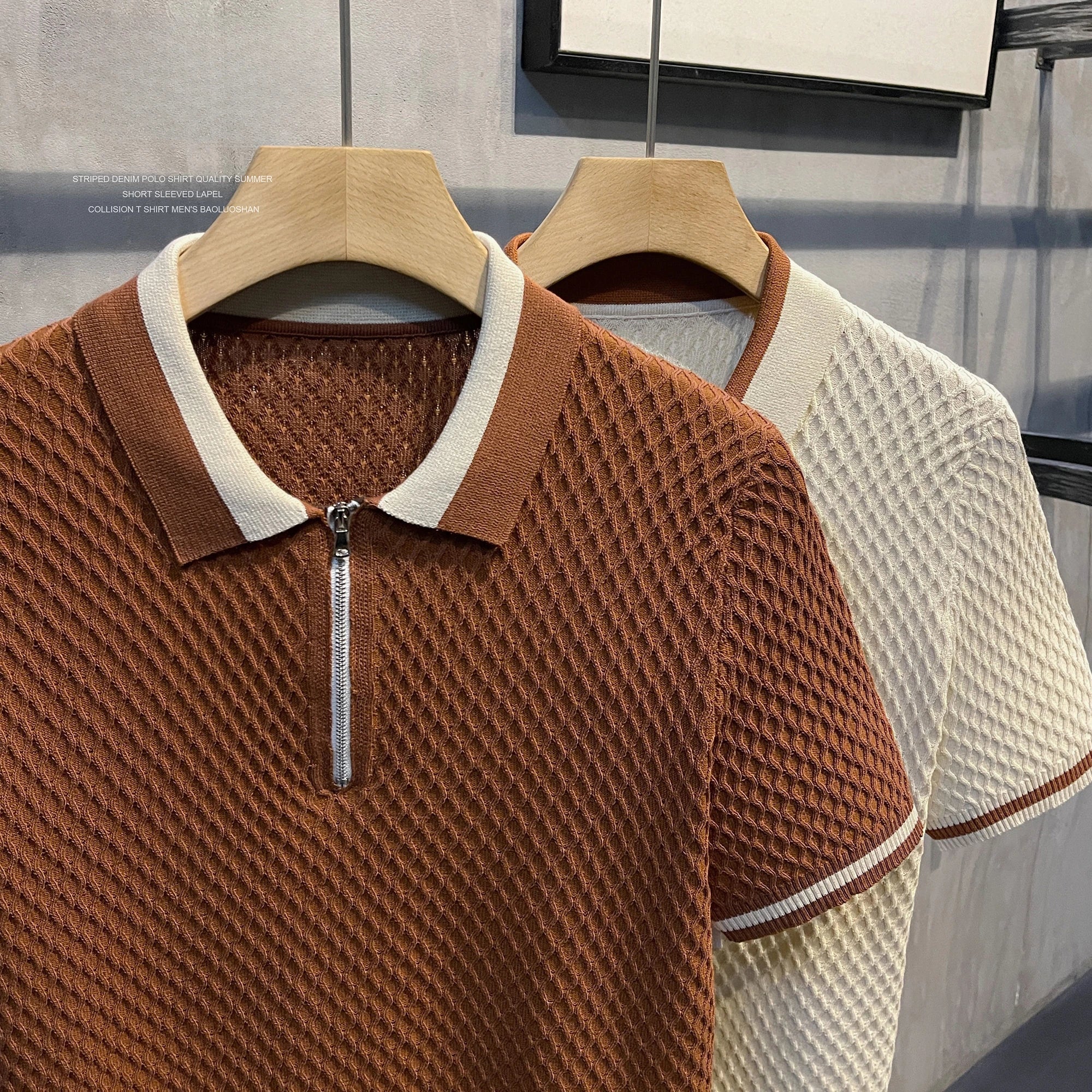 Polo en maille jacquard décontracté pour homme 2026, col en V, couleur unie, manches courtes, respirant, vêtement de luxe B24 - FATAONPolo en maille jacquard décontracté pour homme 2026, col en V, couleur unie, manches courtes, respirant, vêtement de luxe B24Mode HommeFATAON