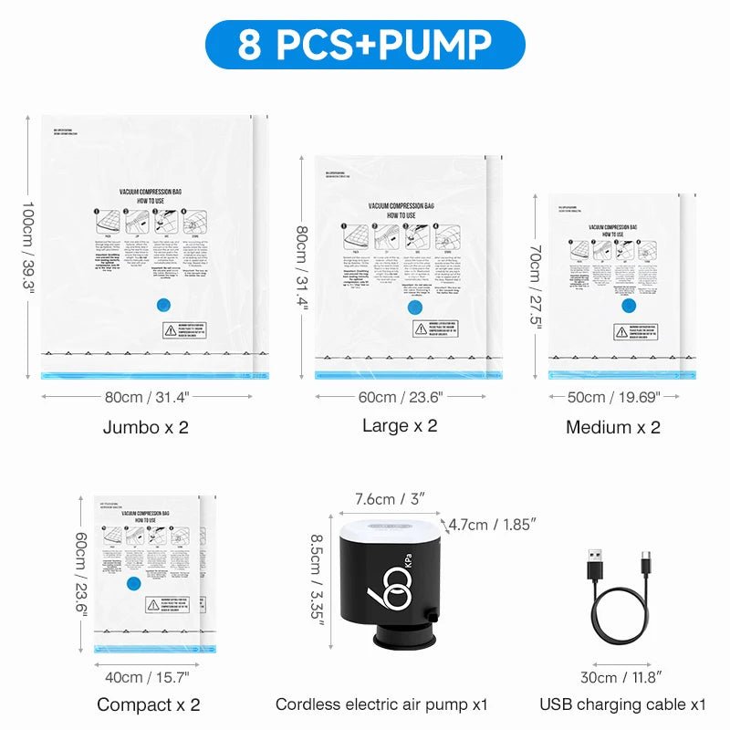 Pompe électrique sans fil 60 Kpa, pour sacs de rangement sous vide, voyage, pompe à Air Rechargeable 3600mAh, divers sacs économiseurs d'espace pour vêtements - FATAONPompe électrique sans fil 60 Kpa, pour sacs de rangement sous vide, voyage, pompe à Air Rechargeable 3600mAh, divers sacs économiseurs d'espace pour vêtementsTechnologie IntelligenteFATAON
