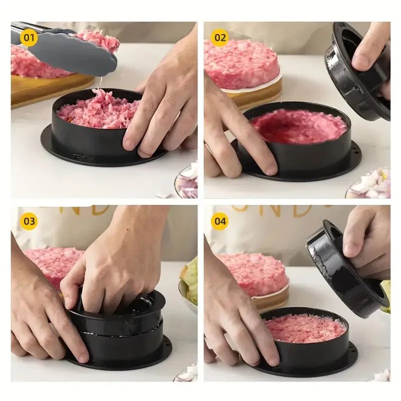 Presse à hamburgers manuelle 3 en 1 avec 100 papiers parchemin – Convient pour le bœuf, les mini hamburgers, machine à galettes à revêtement antiadhésif à dégagement facile - FATAONPresse à hamburgers manuelle 3 en 1 avec 100 papiers parchemin – Convient pour le bœuf, les mini hamburgers, machine à galettes à revêtement antiadhésif à dégagement facileMaison & BricolageFATAON