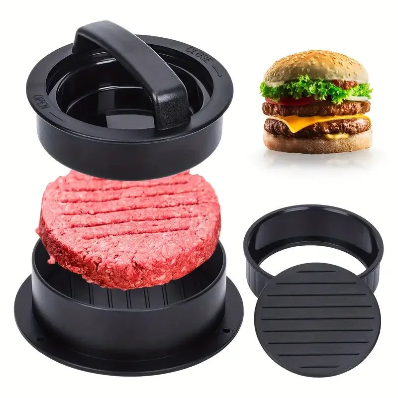 Presse à hamburgers manuelle 3 en 1 avec 100 papiers parchemin – Convient pour le bœuf, les mini hamburgers, machine à galettes à revêtement antiadhésif à dégagement facile - FATAONPresse à hamburgers manuelle 3 en 1 avec 100 papiers parchemin – Convient pour le bœuf, les mini hamburgers, machine à galettes à revêtement antiadhésif à dégagement facileMaison & BricolageFATAON