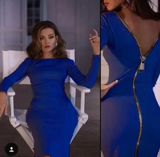 Printemps nouvelle grande taille robe moulante couleur unie col rond manches longues dos fermeture éclair robe serrée femme mode vêtements D1240 - FATAONPrintemps nouvelle grande taille robe moulante couleur unie col rond manches longues dos fermeture éclair robe serrée femme mode vêtements D1240Mode FemmeFATAON