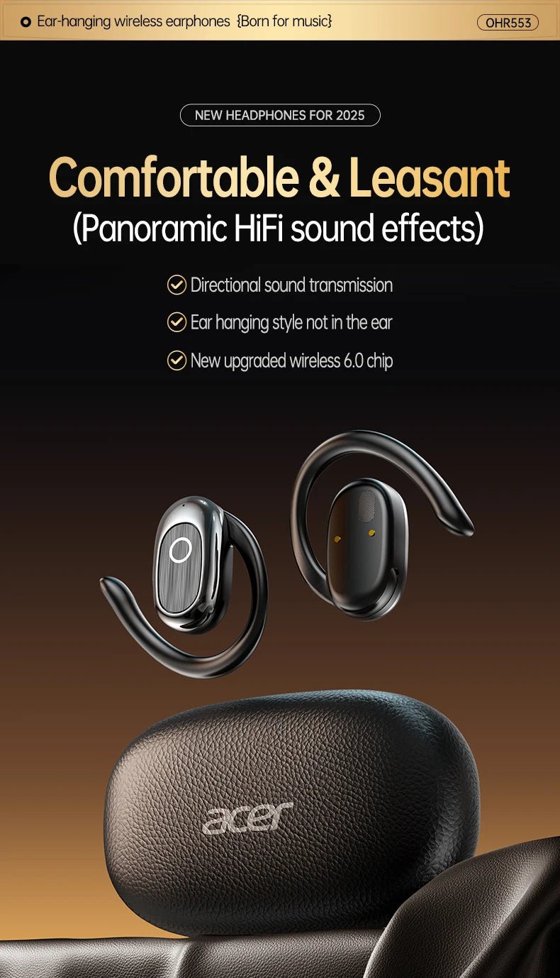 [Produit authentique officiel Acer] Casque Bluetooth sans fil Ohr553 Conception à crochet d'oreille Ows Appels haute définition Utilisation confortable pour le sport et la course Compatible avec les téléphones mobiles, ta - FATAON[Produit authentique officiel Acer] Casque Bluetooth sans fil Ohr553 Conception à crochet d'oreille Ows Appels haute définition Utilisation confortable pour le sport et la course Compatible avec les téléphones mobiles, taSon & AudioFATAON