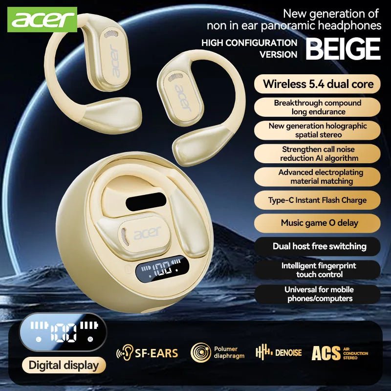 [Produit authentique officiel Acer] Écouteurs Bluetooth sans fil Ohr510 Conception ouverte Confortable à porter pour le sport Course Fitness Compatible avec les téléphones mobiles Tablettes Ordinateurs portables Divers ap - FATAON[Produit authentique officiel Acer] Écouteurs Bluetooth sans fil Ohr510 Conception ouverte Confortable à porter pour le sport Course Fitness Compatible avec les téléphones mobiles Tablettes Ordinateurs portables Divers apSon & AudioFATAON
