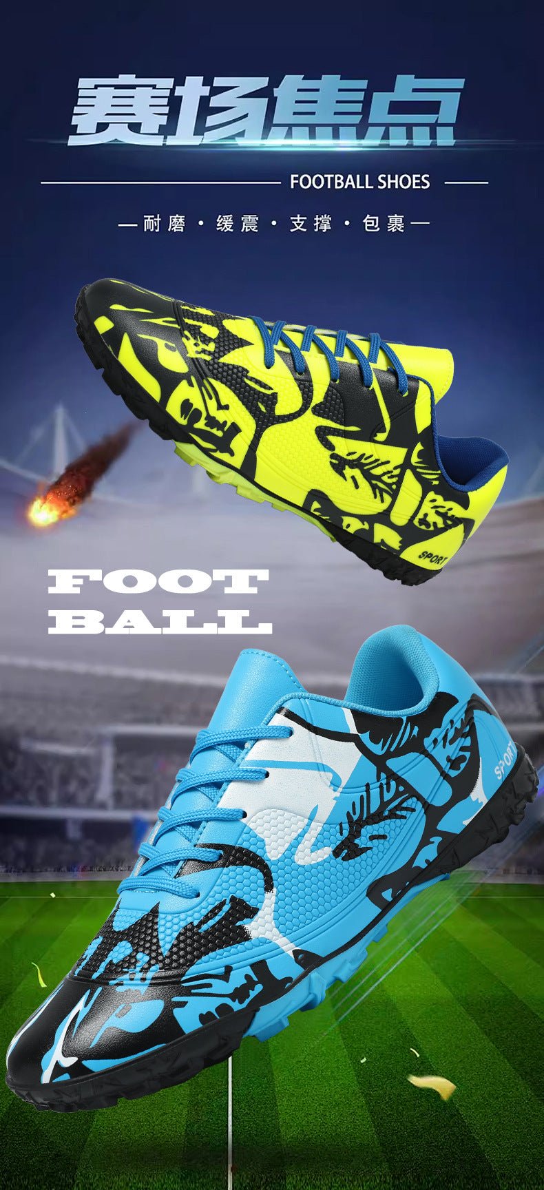 Professional Training Football Shoes Low-top Leather Spikes Football sneaker Low-top Youth Sneakers plus size Cross-border - FATAONProfessional Training Football Shoes Low-top Leather Spikes Football sneaker Low-top Youth Sneakers plus size Cross-borderFitness & SportFATAON