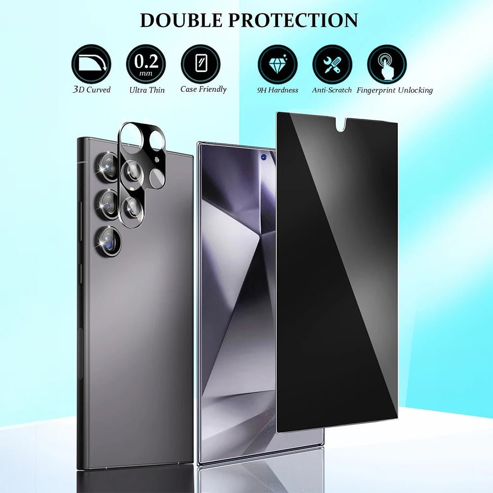 Protecteur d'écran de confidentialité Ultra Galaxy S24, 2 pièces, verre trempé pour objectif d'appareil photo, Protection Anti-espion haute clarté pour S24 - FATAONProtecteur d'écran de confidentialité Ultra Galaxy S24, 2 pièces, verre trempé pour objectif d'appareil photo, Protection Anti-espion haute clarté pour S24Technologie IntelligenteFATAON