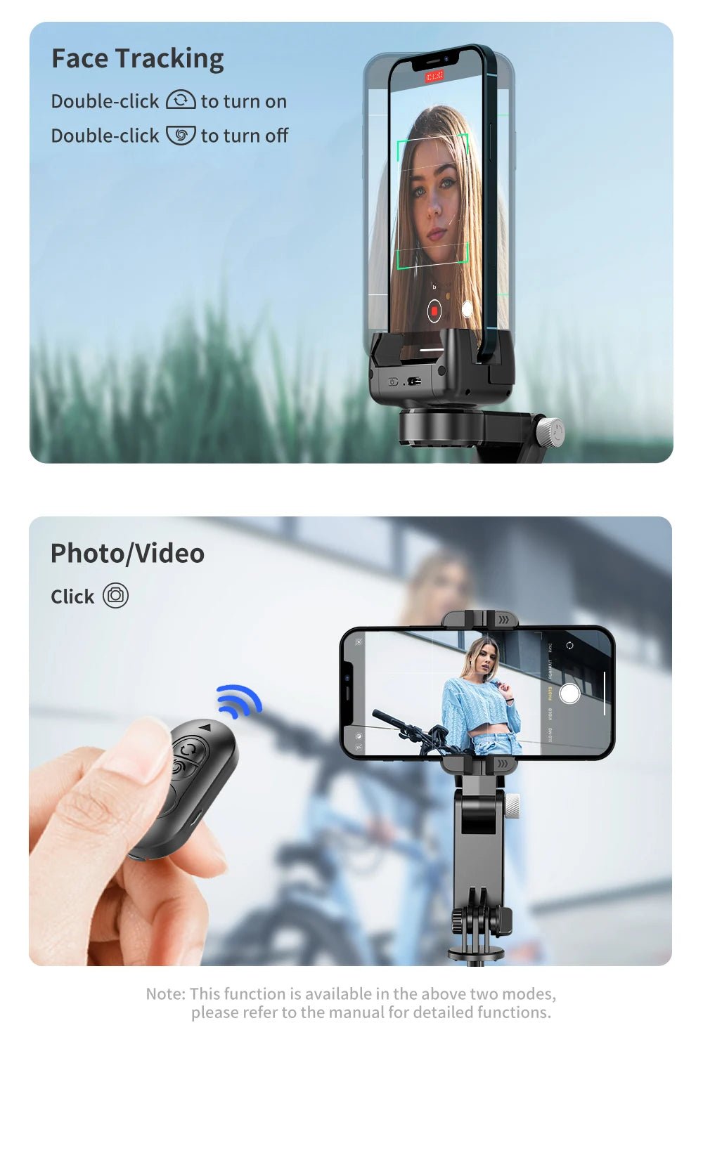 Q18 Desktop Following the shooting Mode Gimbal Stabilizer Selfie Stick Tripod with Fill Light for iPhone Cell Phone Smartphone - Fix & GoQ18 Desktop Following the shooting Mode Gimbal Stabilizer Selfie Stick Tripod with Fill Light for iPhone Cell Phone SmartphoneVidéo & PhotoFix & Go