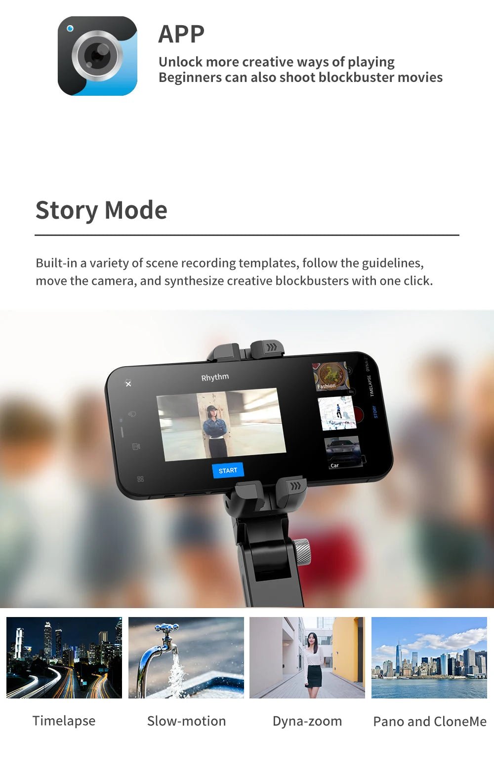 Q18 Desktop Following the shooting Mode Gimbal Stabilizer Selfie Stick Tripod with Fill Light for iPhone Cell Phone Smartphone - Fix & GoQ18 Desktop Following the shooting Mode Gimbal Stabilizer Selfie Stick Tripod with Fill Light for iPhone Cell Phone SmartphoneVidéo & PhotoFix & Go