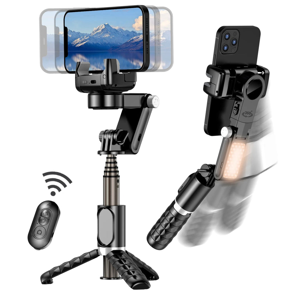 Q18 Desktop Following the shooting Mode Gimbal Stabilizer Selfie Stick Tripod with Fill Light for iPhone Cell Phone Smartphone - Fix & GoQ18 Desktop Following the shooting Mode Gimbal Stabilizer Selfie Stick Tripod with Fill Light for iPhone Cell Phone SmartphoneVidéo & PhotoFix & Go
