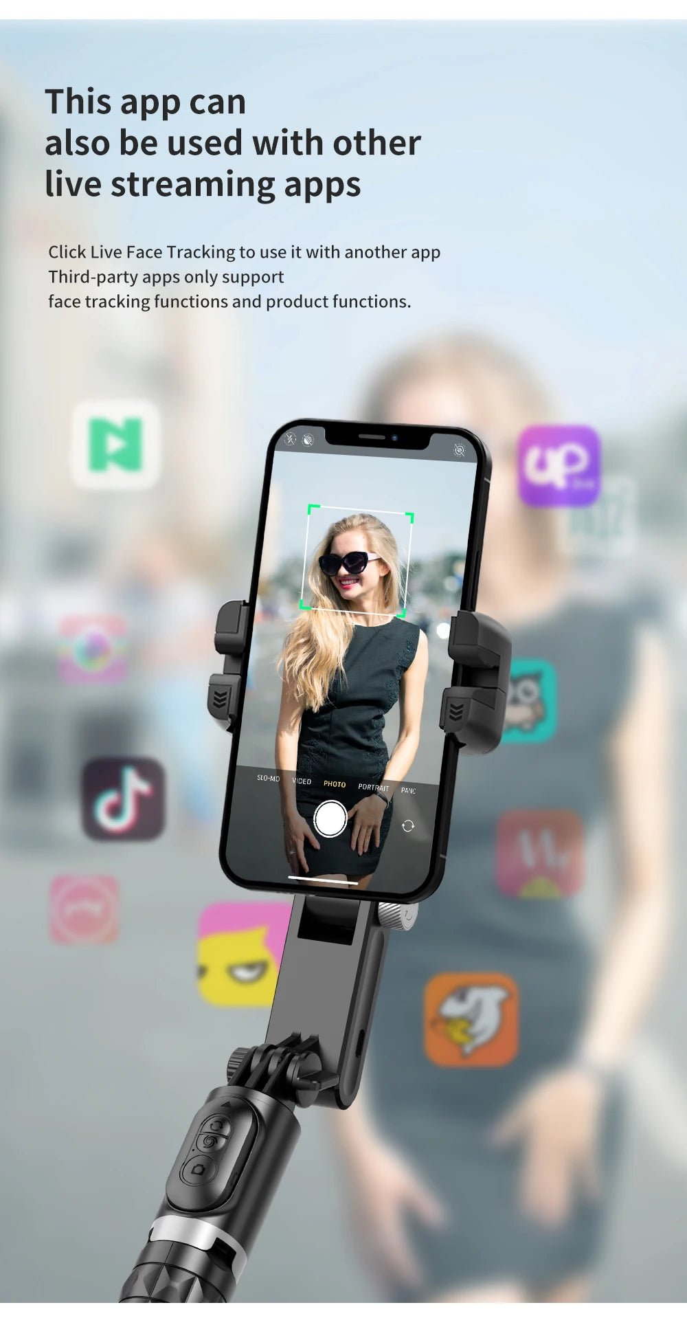 Q18 Desktop Following the shooting Mode Gimbal Stabilizer Selfie Stick Tripod with Fill Light for iPhone Cell Phone Smartphone - Fix & GoQ18 Desktop Following the shooting Mode Gimbal Stabilizer Selfie Stick Tripod with Fill Light for iPhone Cell Phone SmartphoneVidéo & PhotoFix & Go