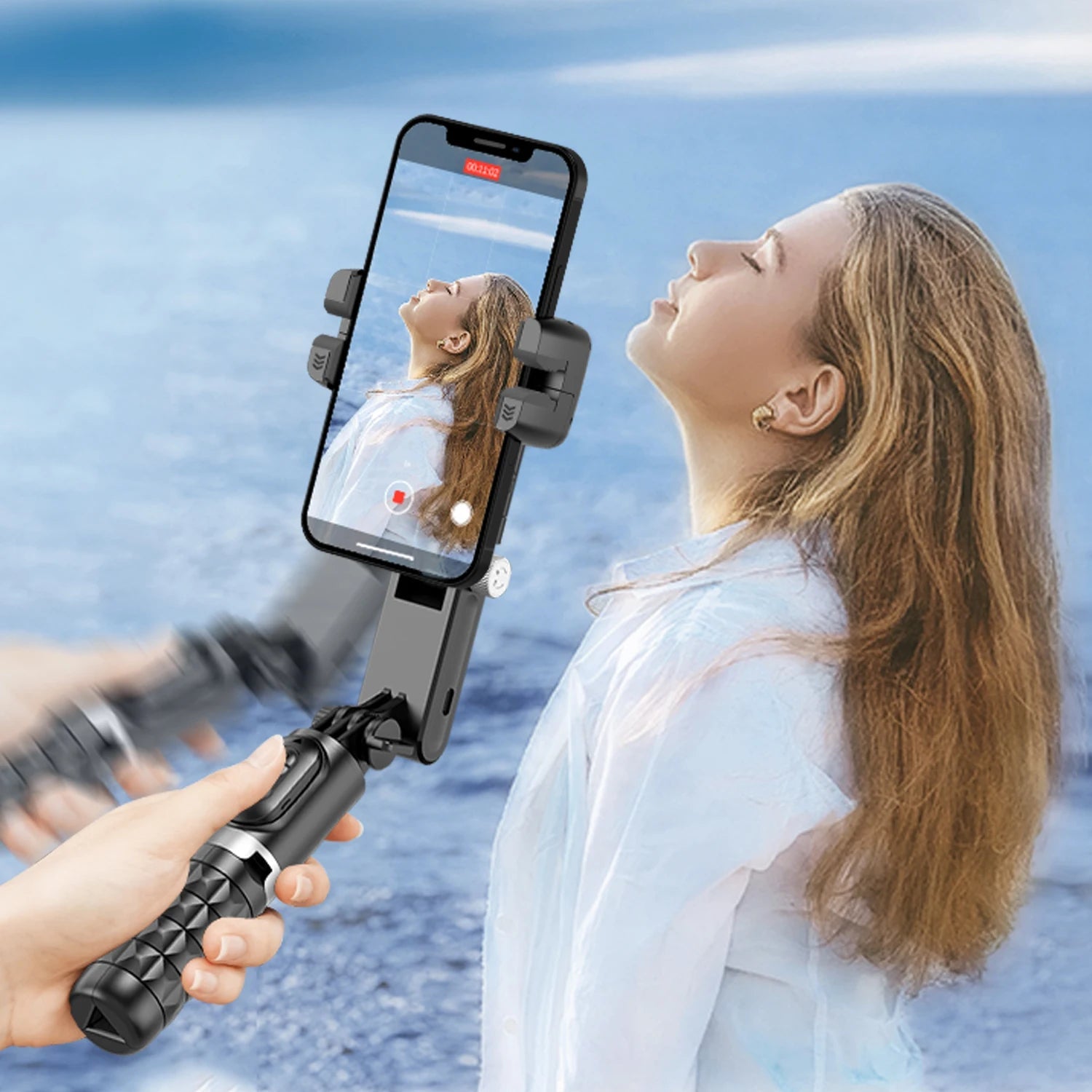 Q18 Desktop Following the shooting Mode Gimbal Stabilizer Selfie Stick Tripod with Fill Light for iPhone Cell Phone Smartphone - Fix & GoQ18 Desktop Following the shooting Mode Gimbal Stabilizer Selfie Stick Tripod with Fill Light for iPhone Cell Phone SmartphoneVidéo & PhotoFix & Go