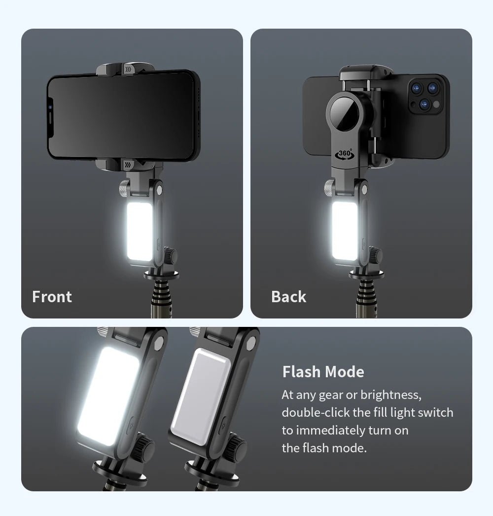 Q18 Desktop Following the shooting Mode Gimbal Stabilizer Selfie Stick Tripod with Fill Light for iPhone Cell Phone Smartphone - Fix & GoQ18 Desktop Following the shooting Mode Gimbal Stabilizer Selfie Stick Tripod with Fill Light for iPhone Cell Phone SmartphoneVidéo & PhotoFix & Go