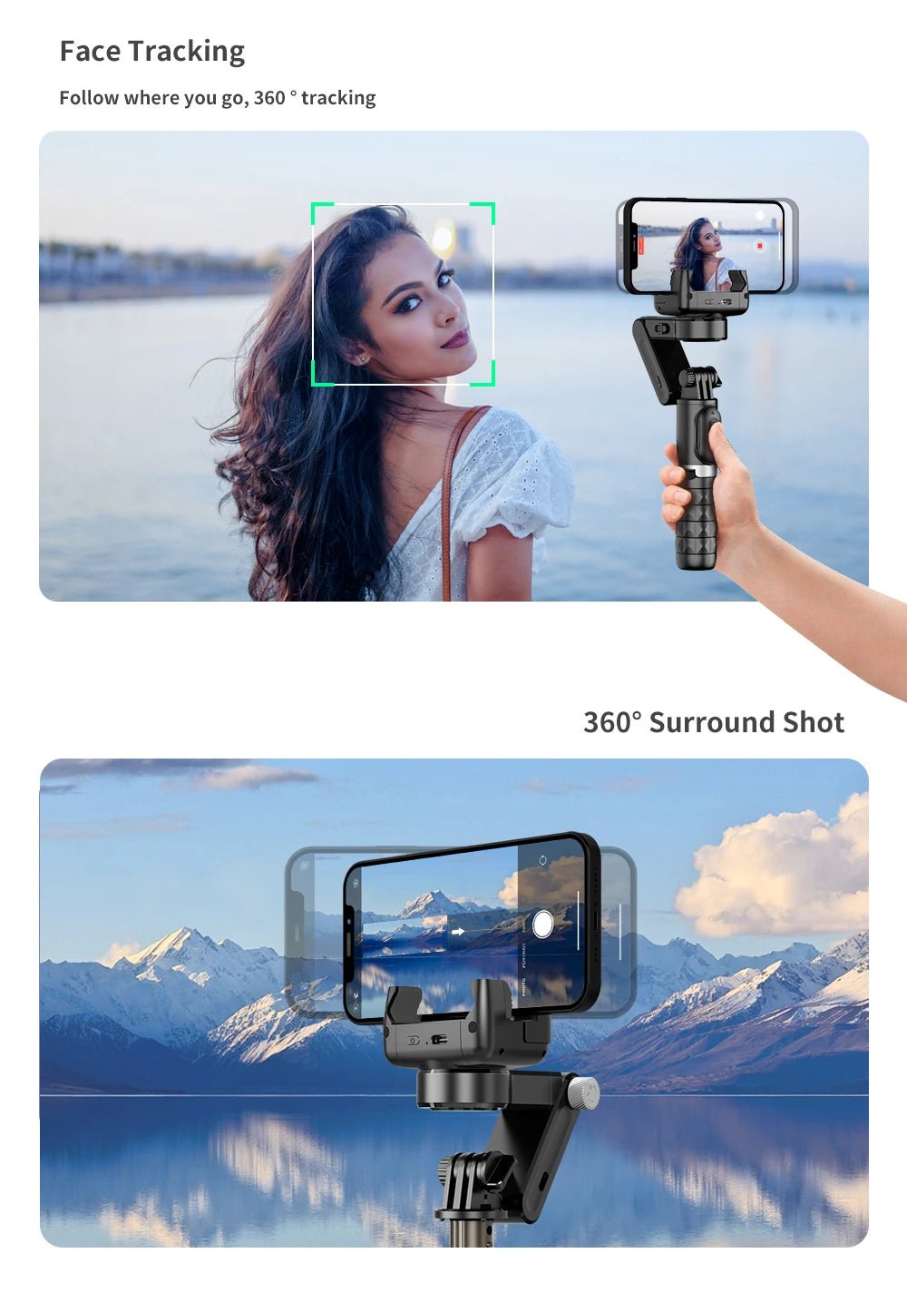 Q18 Desktop Following the shooting Mode Gimbal Stabilizer Selfie Stick Tripod with Fill Light for iPhone Cell Phone Smartphone - Fix & GoQ18 Desktop Following the shooting Mode Gimbal Stabilizer Selfie Stick Tripod with Fill Light for iPhone Cell Phone SmartphoneVidéo & PhotoFix & Go