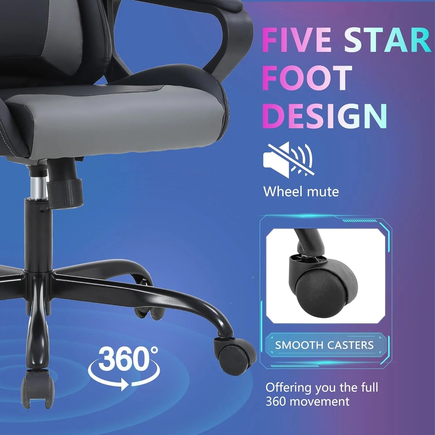 Racing Style Gaming Chair with Adjustable Pillows and Reclining Backrest for Unisex Gamers(Gray) - Fix & GoRacing Style Gaming Chair with Adjustable Pillows and Reclining Backrest for Unisex Gamers(Gray)Fix & Go