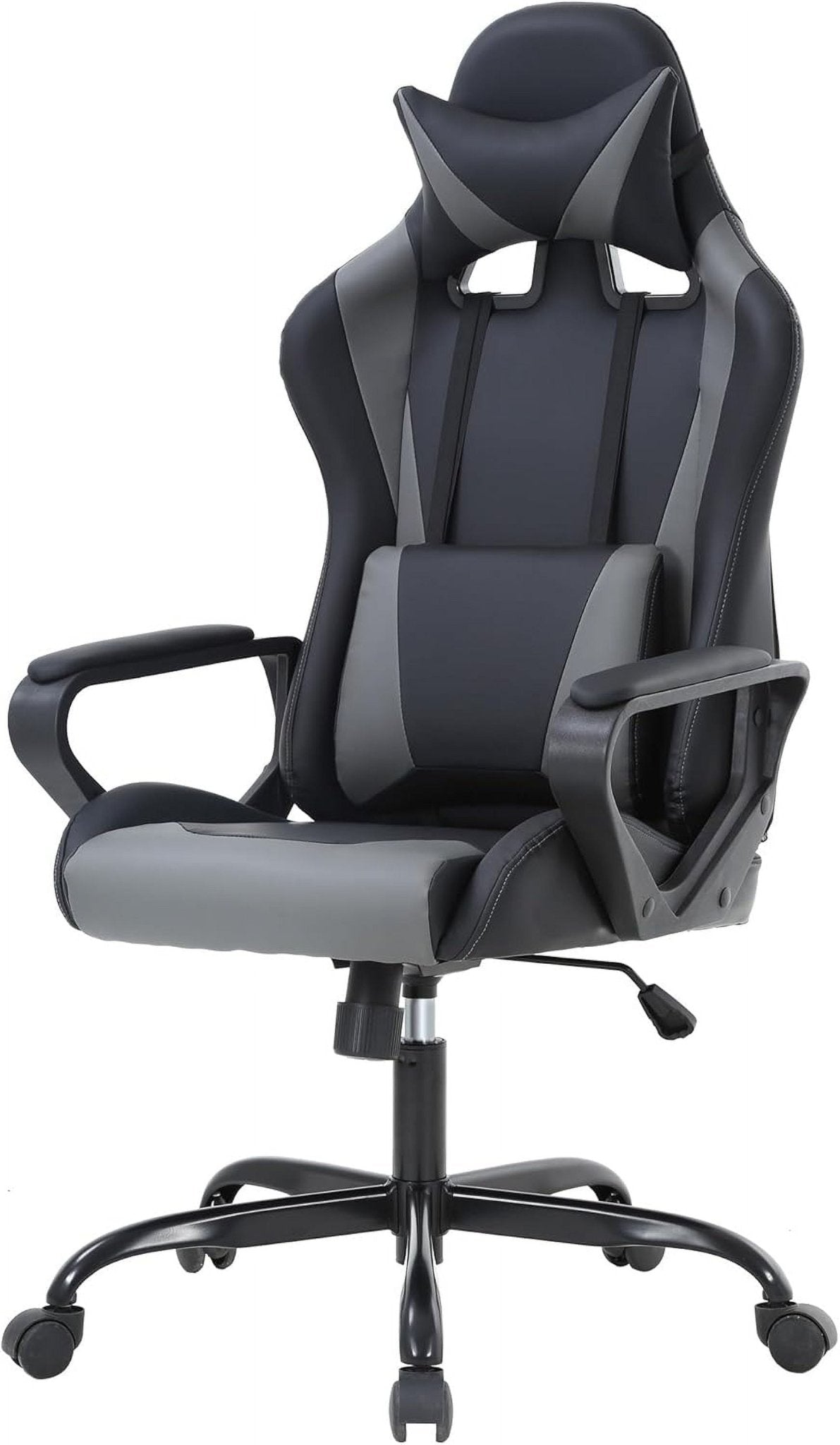 Racing Style Gaming Chair with Adjustable Pillows and Reclining Backrest for Unisex Gamers(Gray) - Fix & GoRacing Style Gaming Chair with Adjustable Pillows and Reclining Backrest for Unisex Gamers(Gray)Fix & Go