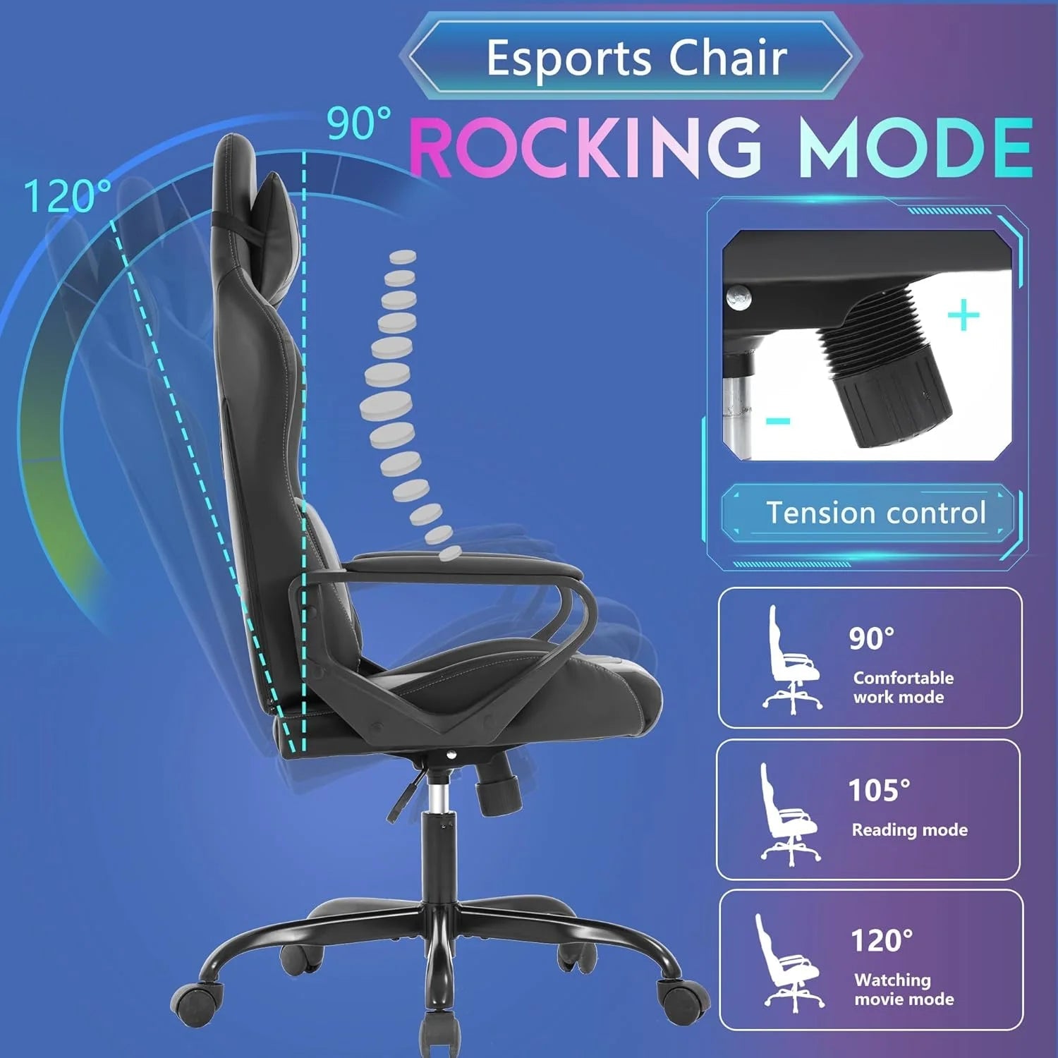 Racing Style Gaming Chair with Adjustable Pillows and Reclining Backrest for Unisex Gamers(Gray) - Fix & GoRacing Style Gaming Chair with Adjustable Pillows and Reclining Backrest for Unisex Gamers(Gray)Fix & Go