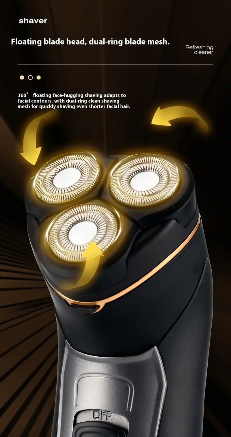Rasoir électrique flottant 3D pour hommes avec affichage LED, chargement de type C, lames en acier inoxydable, cadeau parfait pour papa ou petit ami - FATAONRasoir électrique flottant 3D pour hommes avec affichage LED, chargement de type C, lames en acier inoxydable, cadeau parfait pour papa ou petit amiBeauté HommeFATAON