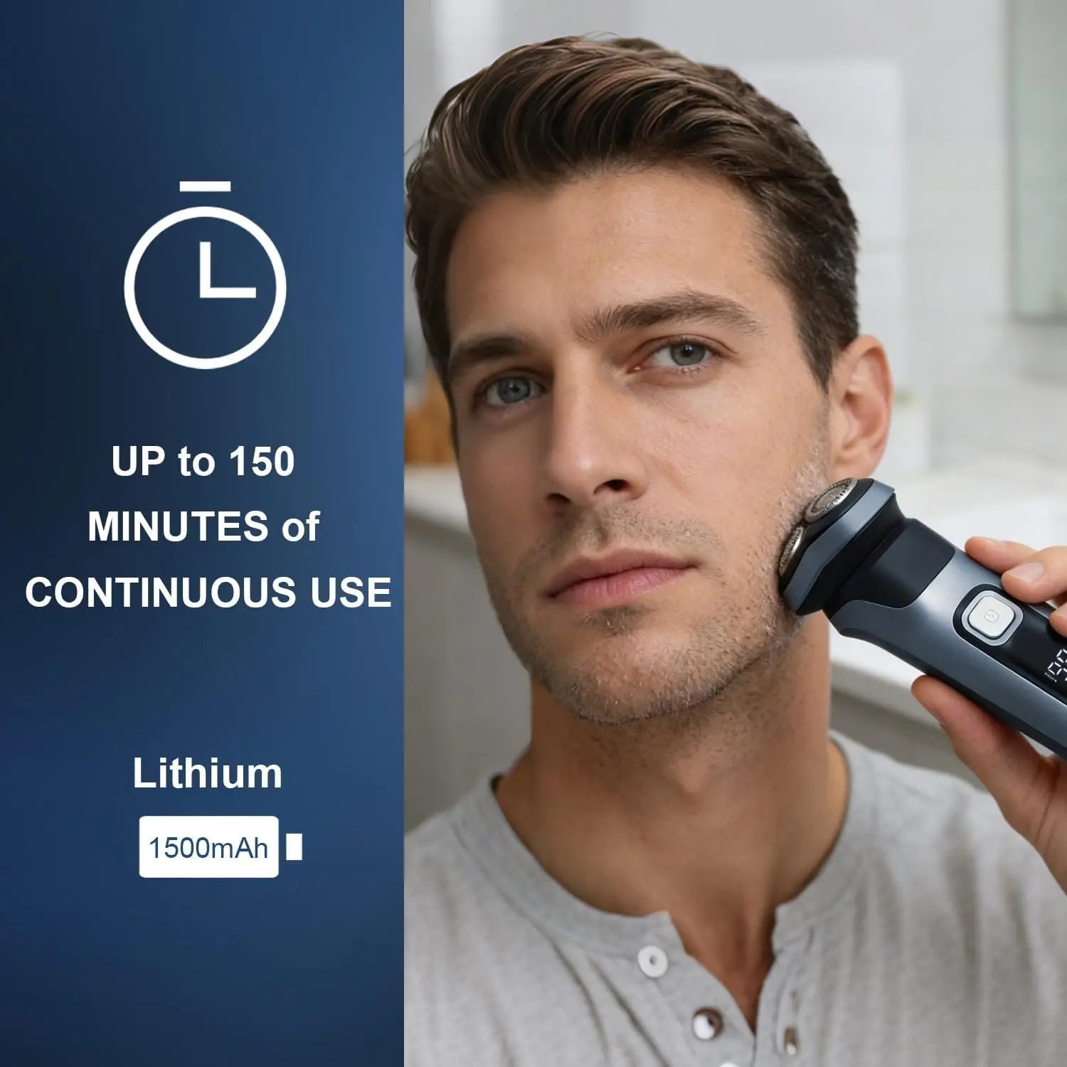 Rasoir électrique pour hommes, autonomie de 150 minutes, rasoir électrique humide/sec avec tondeuse escamotable, étanche IPX6 - FATAONRasoir électrique pour hommes, autonomie de 150 minutes, rasoir électrique humide/sec avec tondeuse escamotable, étanche IPX6Beauté HommeFATAON