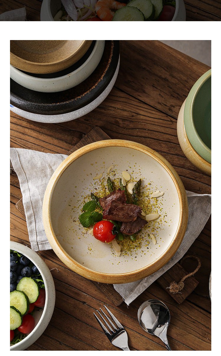 Retro Japanese Style Ceramic Bowl Creative Personality Household Rice Bowl Restaurant Special Snack Bowl Dessert Salad Bowl - FATAONRetro Japanese Style Ceramic Bowl Creative Personality Household Rice Bowl Restaurant Special Snack Bowl Dessert Salad BowlSolutions MaisonFATAON
