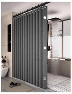 Rideau de bain magnétique pliable en lin, imperméable pour douche à marcher, tige réglable non incluse - FATAONRideau de bain magnétique pliable en lin, imperméable pour douche à marcher, tige réglable non incluseSolutions MaisonFATAON