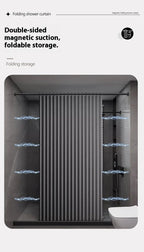 Rideau de bain magnétique pliable en lin, imperméable pour douche à marcher, tige réglable non incluse - FATAONRideau de bain magnétique pliable en lin, imperméable pour douche à marcher, tige réglable non incluseSolutions MaisonFATAON