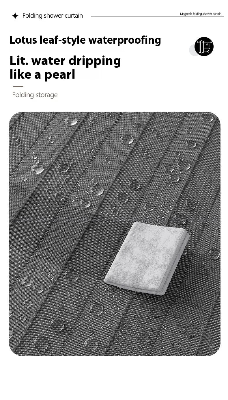 Rideau de bain magnétique pliable en lin, imperméable pour douche à marcher, tige réglable non incluse - FATAONRideau de bain magnétique pliable en lin, imperméable pour douche à marcher, tige réglable non incluseSolutions MaisonFATAON