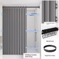 Rideau de bain magnétique pliable en lin, imperméable pour douche à marcher, tige réglable non incluse - FATAONRideau de bain magnétique pliable en lin, imperméable pour douche à marcher, tige réglable non incluseSolutions MaisonFATAON