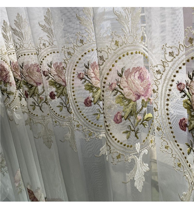 Rideau en Tulle brodé de pivoines de luxe américain, pour salon, broderie de fleurs européennes élégantes, Voile transparent pour chambre à coucher - FATAONRideau en Tulle brodé de pivoines de luxe américain, pour salon, broderie de fleurs européennes élégantes, Voile transparent pour chambre à coucherSolutions MaisonFATAON
