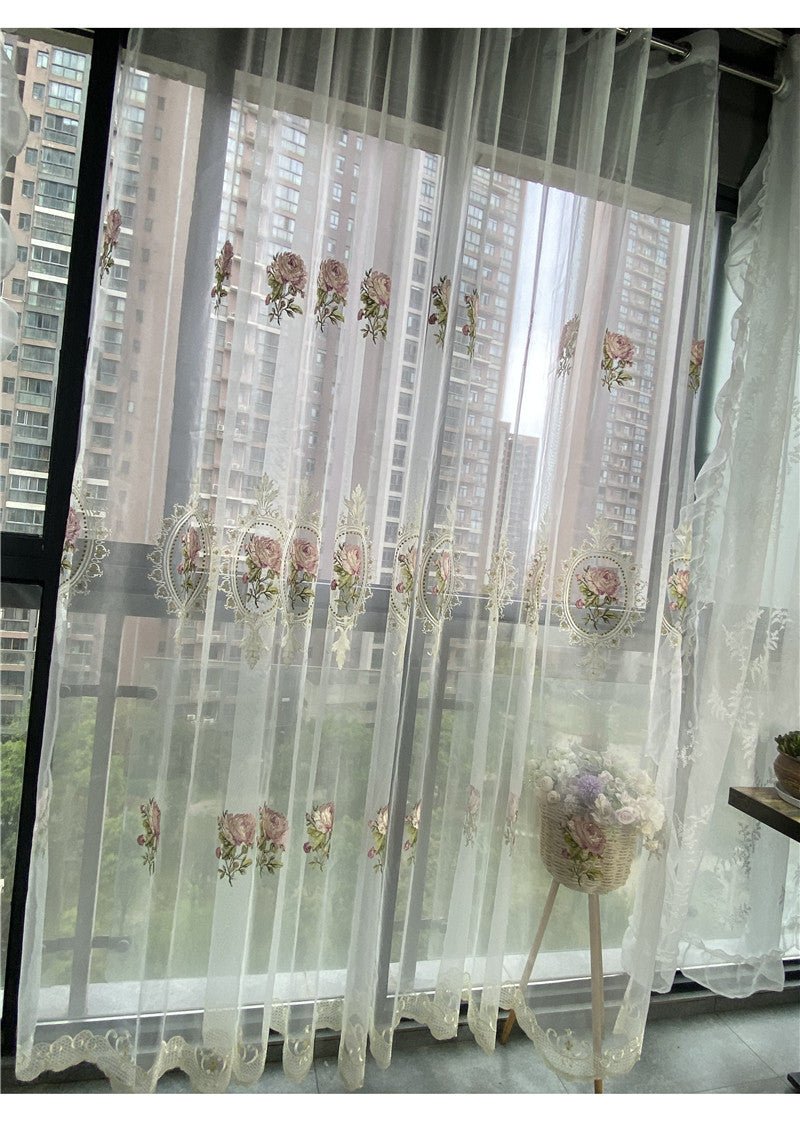 Rideau en Tulle brodé de pivoines de luxe américain, pour salon, broderie de fleurs européennes élégantes, Voile transparent pour chambre à coucher - FATAONRideau en Tulle brodé de pivoines de luxe américain, pour salon, broderie de fleurs européennes élégantes, Voile transparent pour chambre à coucherSolutions MaisonFATAON